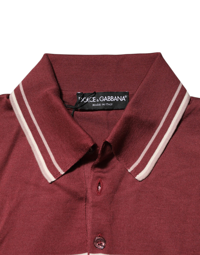 Dolce &amp; Gabbana katoenen, bordeauxrode gestreepte DG logo polo-t-shirt