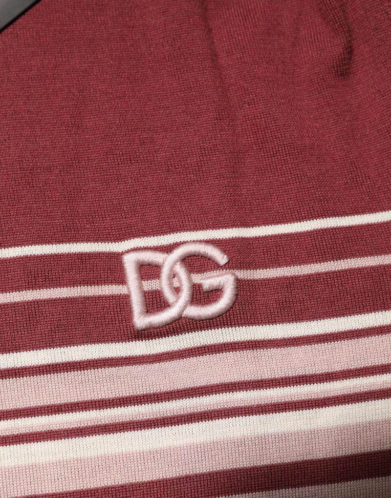Dolce &amp; Gabbana katoenen, bordeauxrode gestreepte DG logo polo-t-shirt
