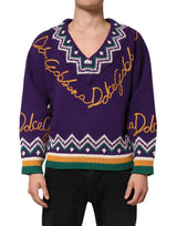 Pull en laine violet à logo DG pour homme de Dolce &amp; Gabbana