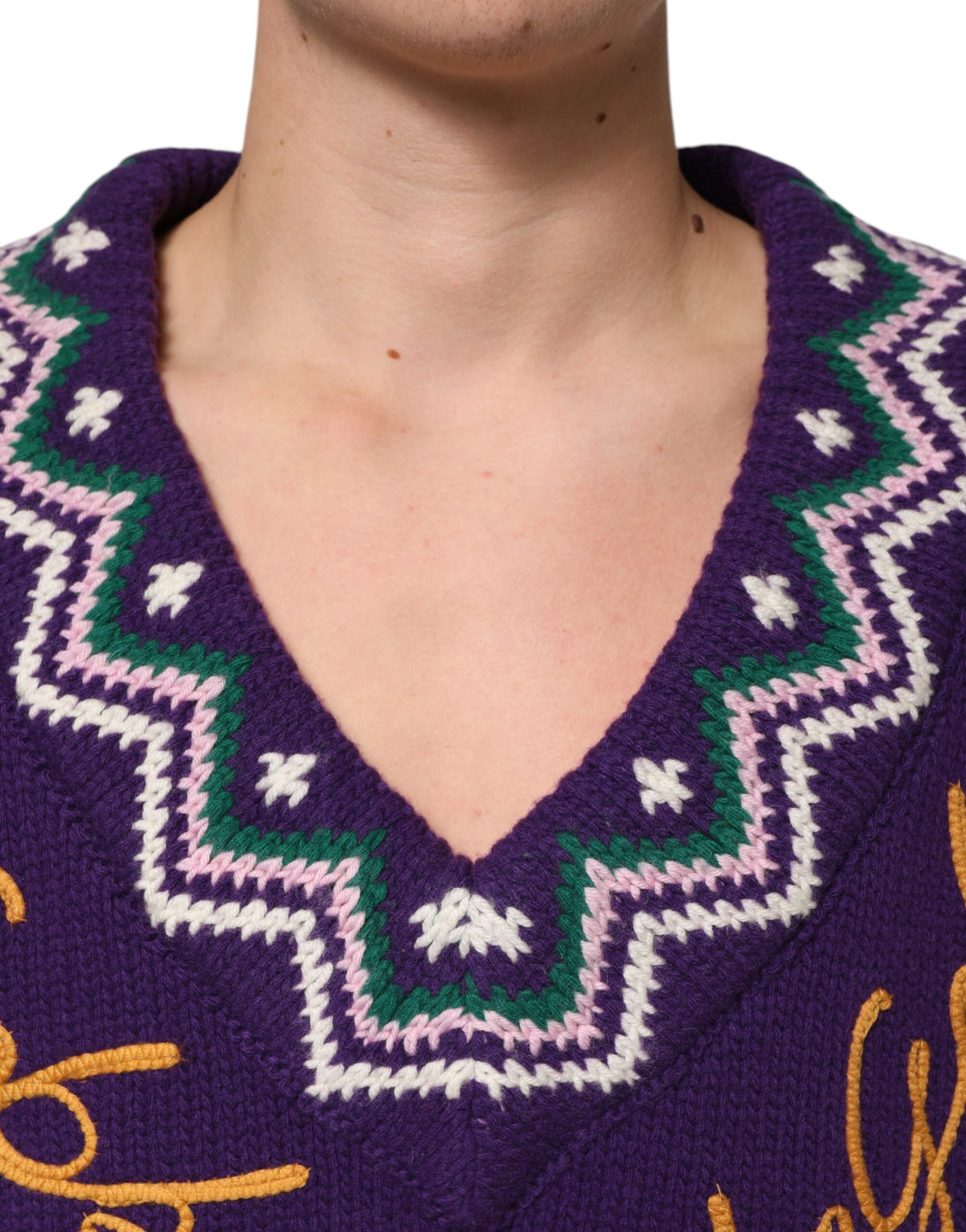 Pull en laine violet à logo DG pour homme de Dolce &amp; Gabbana