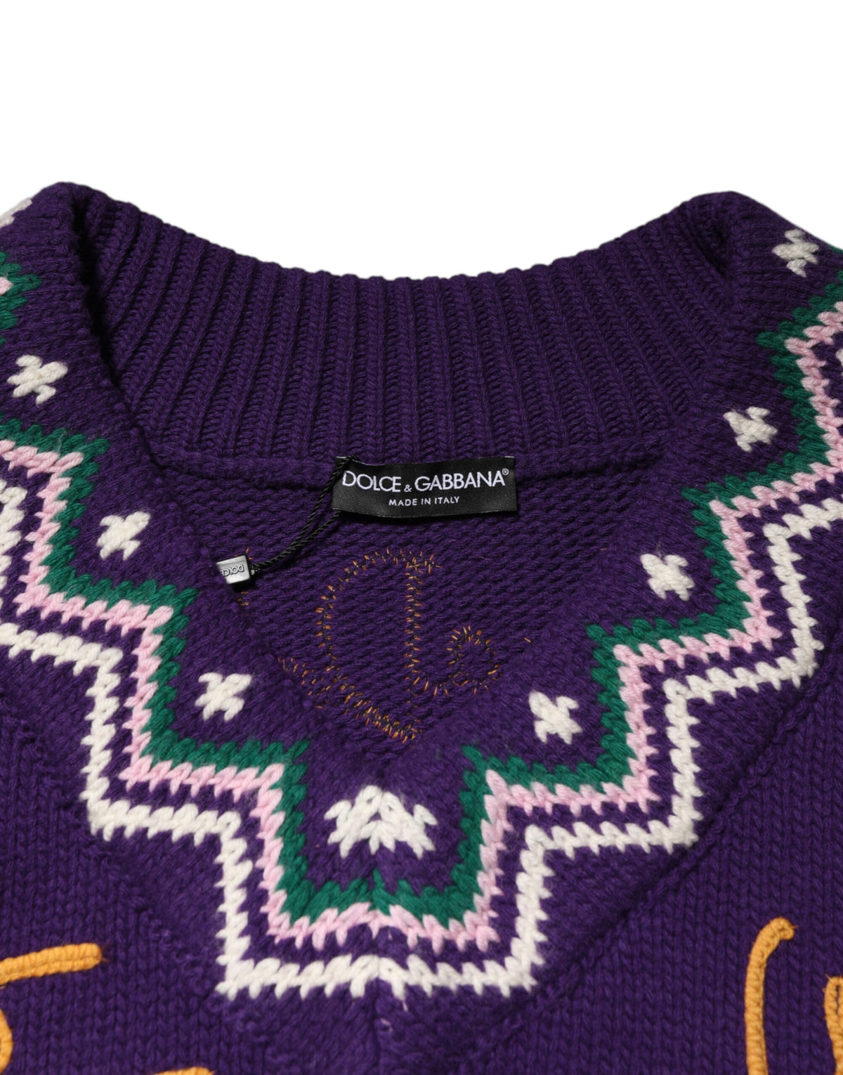 Pull en laine violet à logo DG pour homme de Dolce &amp; Gabbana