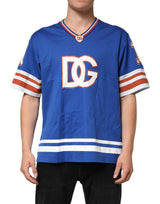 T-shirt en jersey de coton bleu avec logo DG en mesh de Dolce &amp; Gabbana