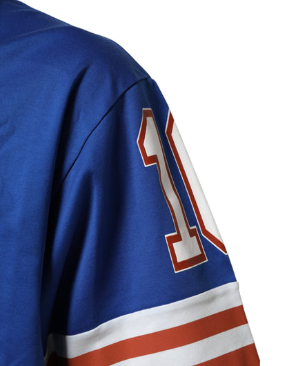 Dolce & Gabbana Blue Cotton DG Logo Mesh Jersey T-shirt