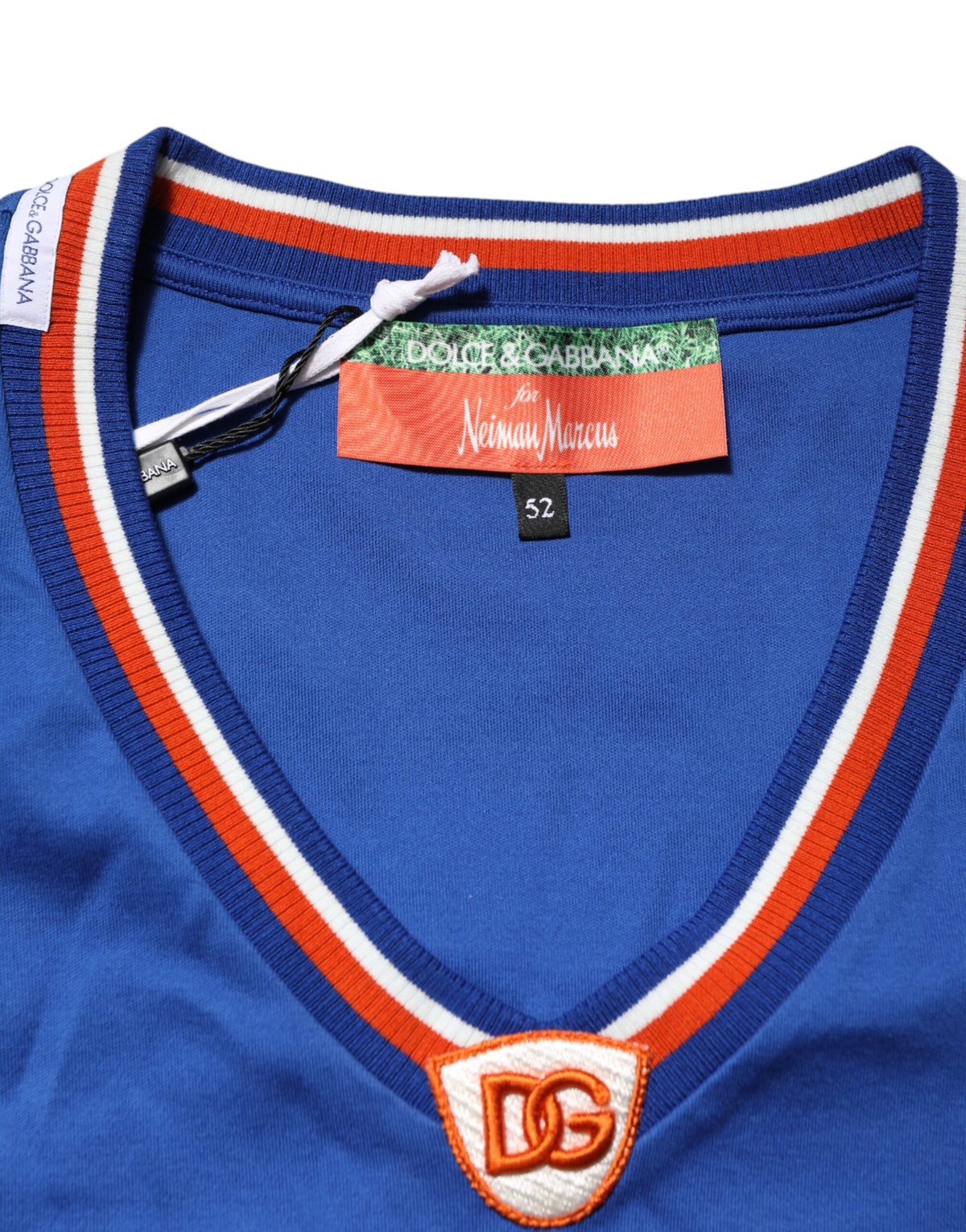 T-shirt en jersey de coton bleu avec logo DG en mesh de Dolce &amp; Gabbana