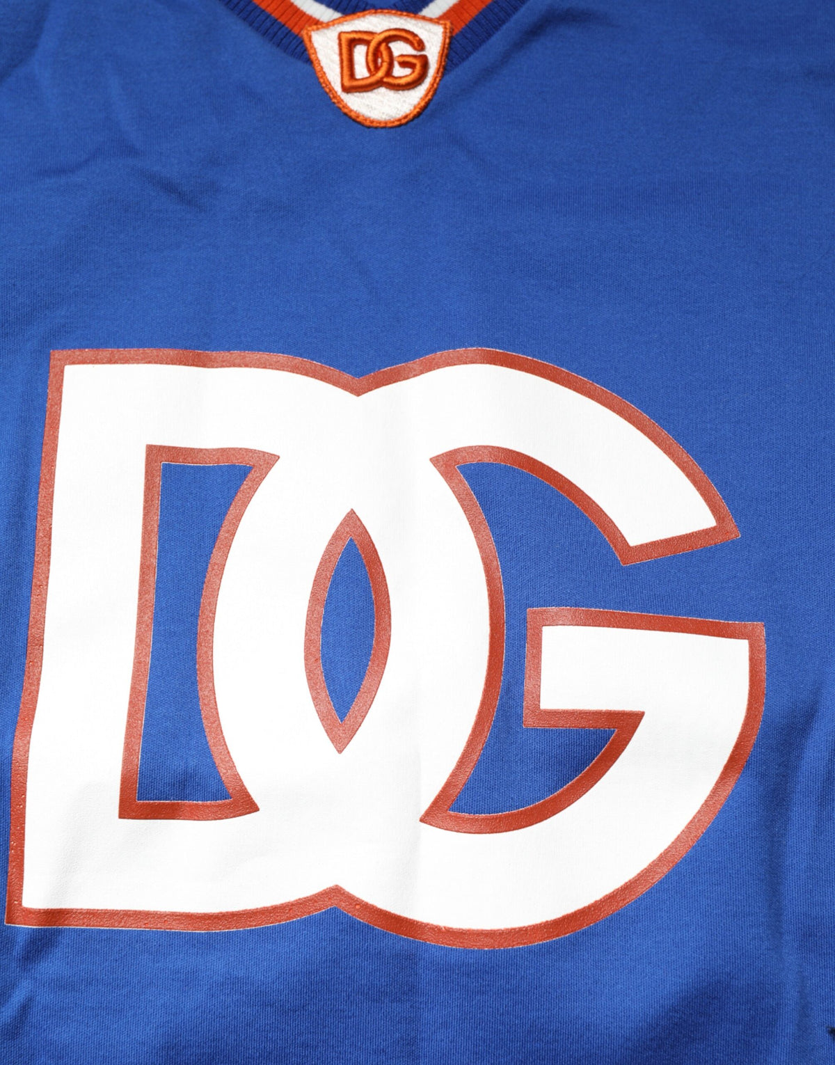 T-shirt en jersey de coton bleu avec logo DG en mesh de Dolce &amp; Gabbana