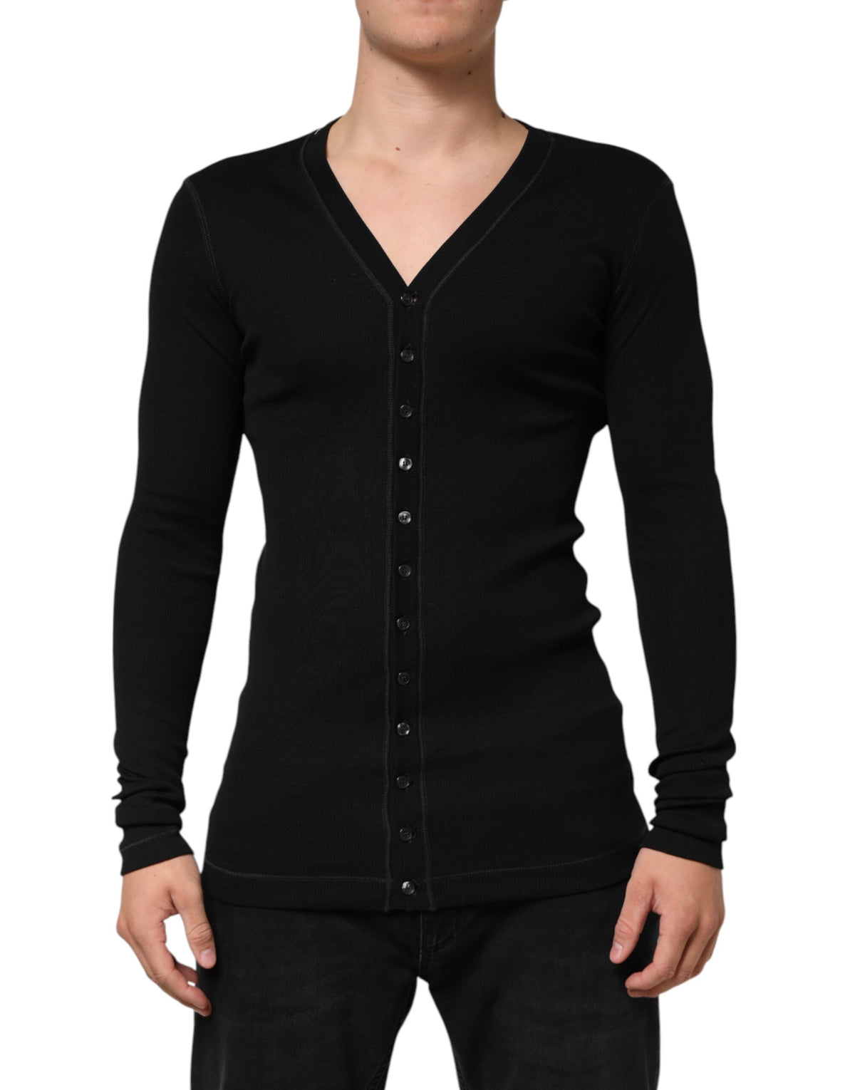 Cardigan en coton noir à boutons pour homme de Dolce &amp; Gabbana