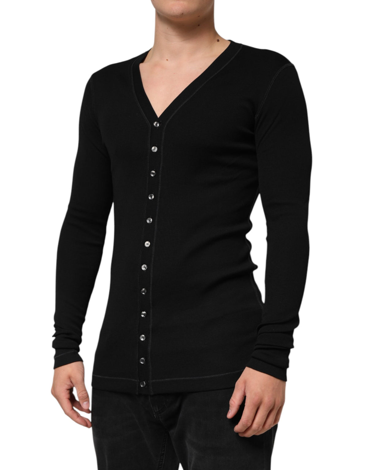 Cardigan en coton noir à boutons pour homme de Dolce &amp; Gabbana