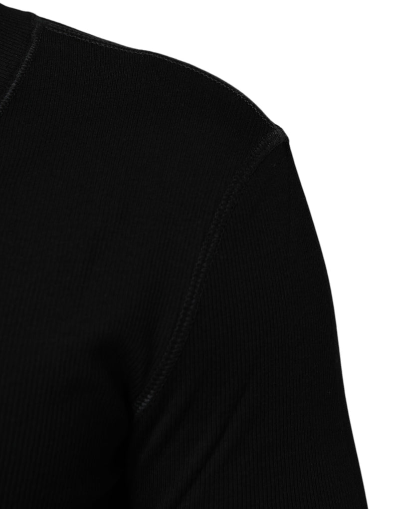 Dolce & Gabbana Black Cotton Button Up Men Cardigan Sweater