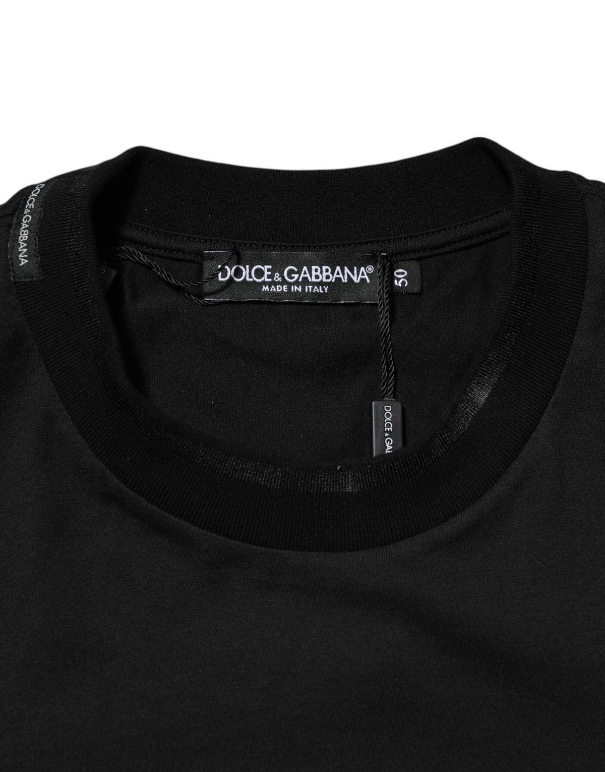 T-shirt en coton noir brodé avec logo DG et poche de Dolce &amp; Gabbana