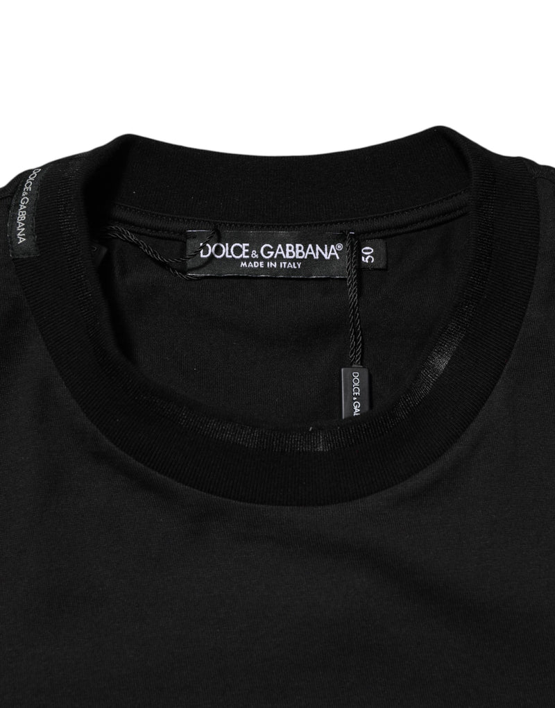 Dolce &amp; Gabbana zwart katoenen T-shirt met geborduurde DG-logo op de zak