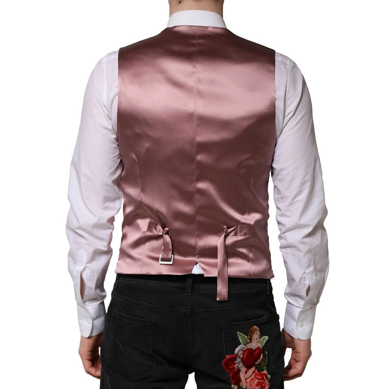 Dolce & Gabbana Pink Wool Dress Formal Waistcoat Vest