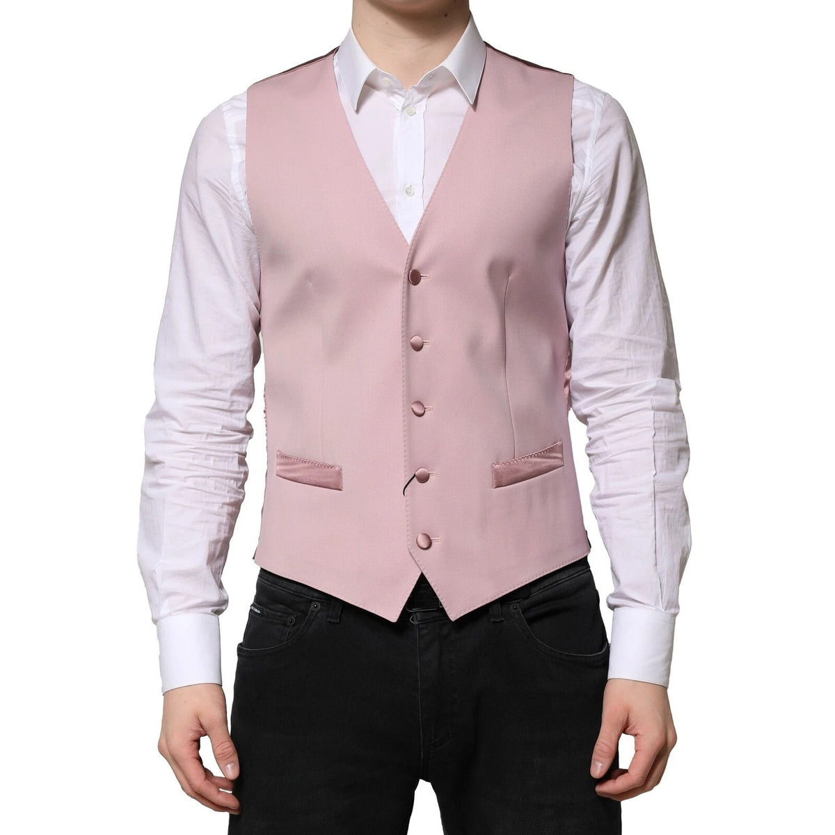 Dolce & Gabbana Pink Wool Dress Formal Waistcoat Vest