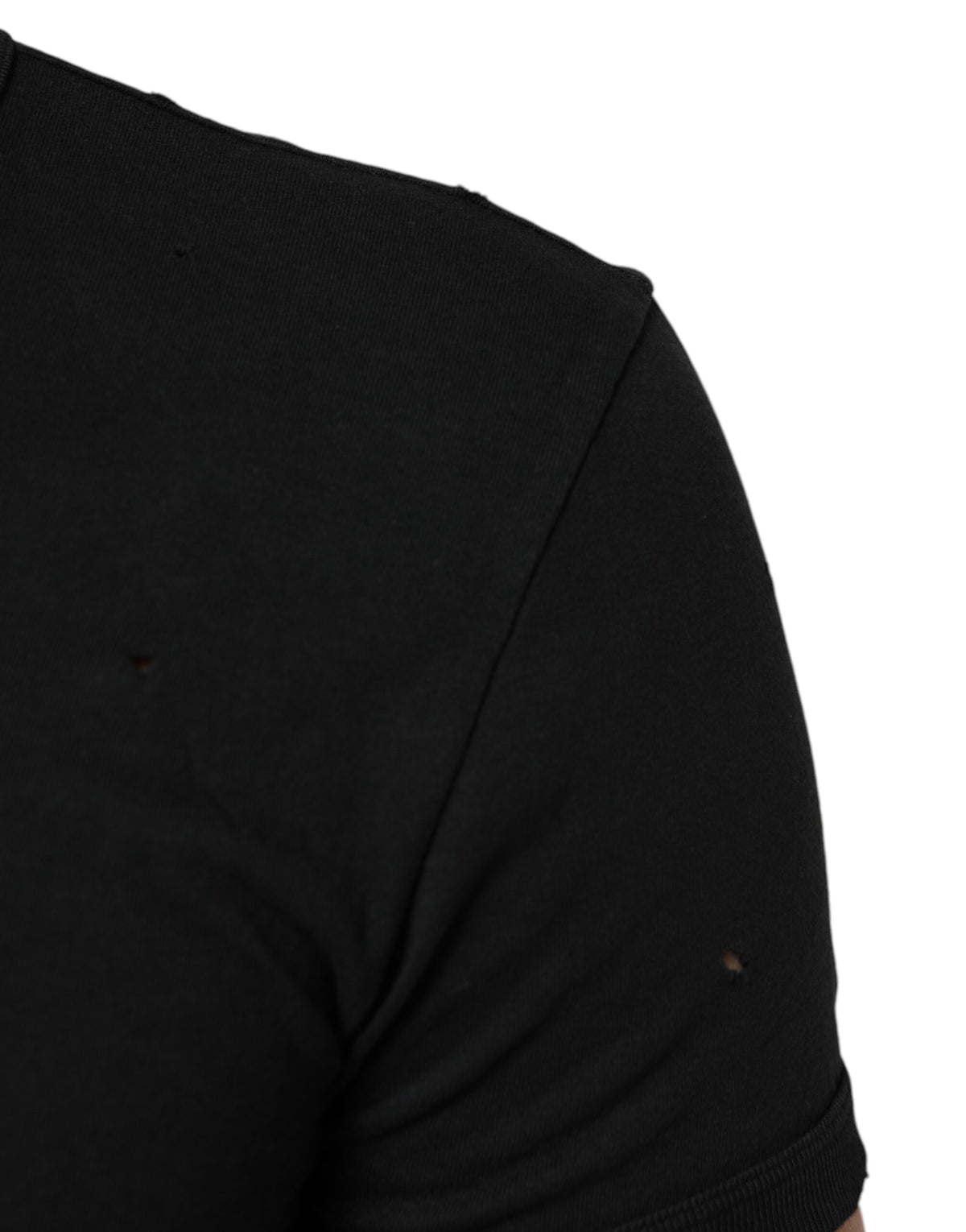 T-shirt homme Dolce &amp; Gabbana en coton noir, col en V, logo délavé.