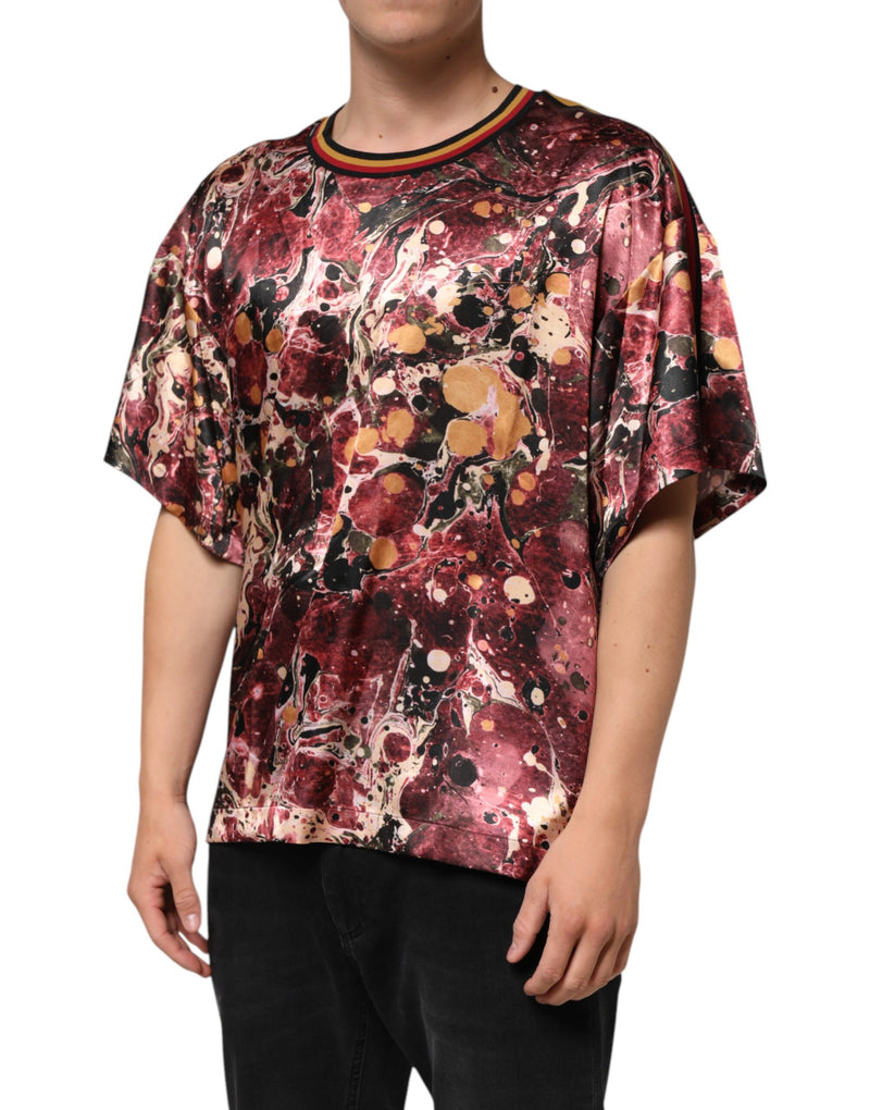 Dolce &amp; Gabbana Overgroot T-shirt van gemengd polyester met marmerprint in meerdere kleuren