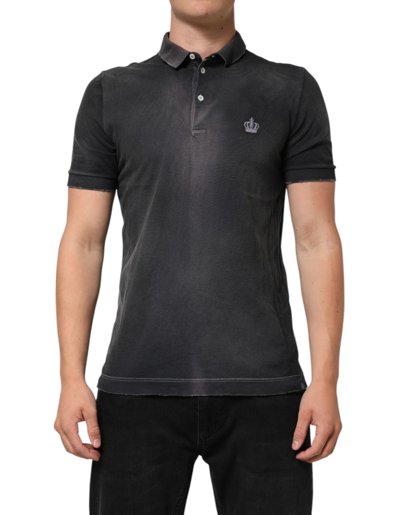 Dolce &amp; Gabbana Grijs Katoenen Polo T-shirt met Kraagje voor Heren