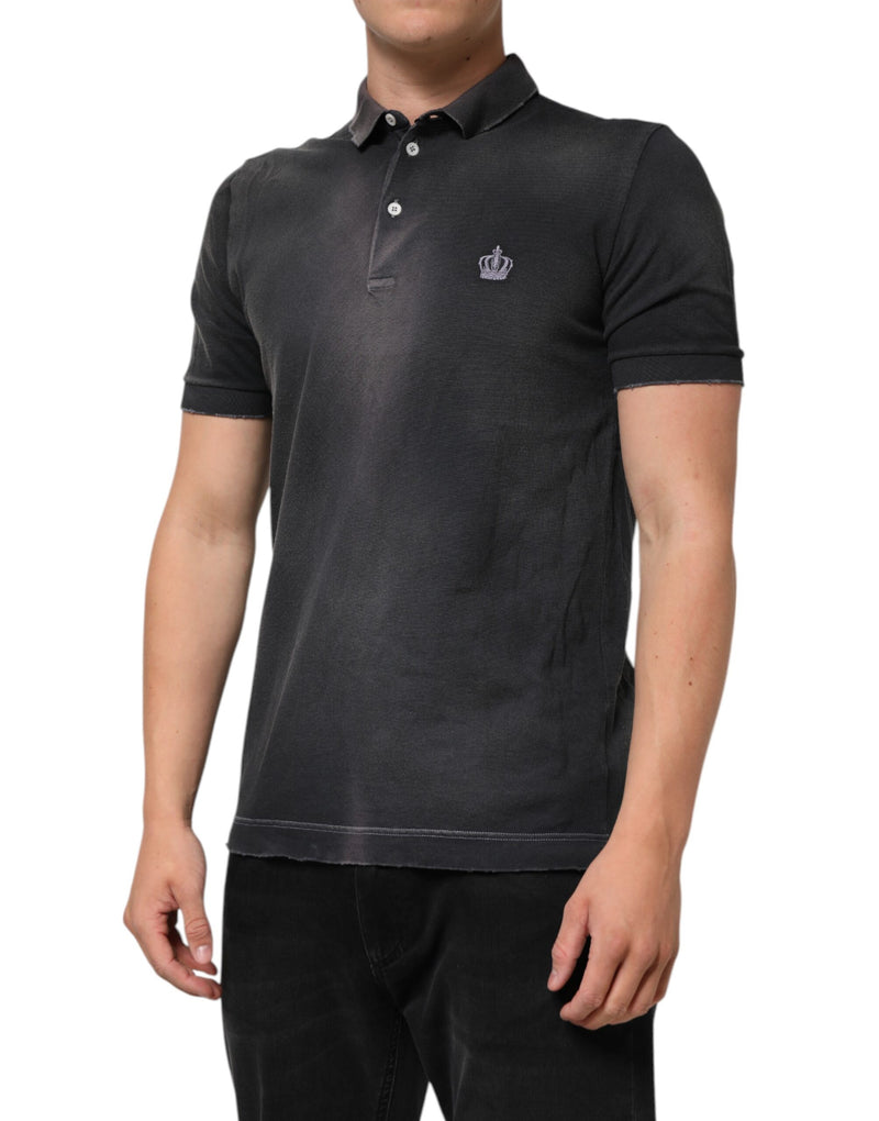 Dolce &amp; Gabbana Grijs Katoenen Polo T-shirt met Kraagje voor Heren