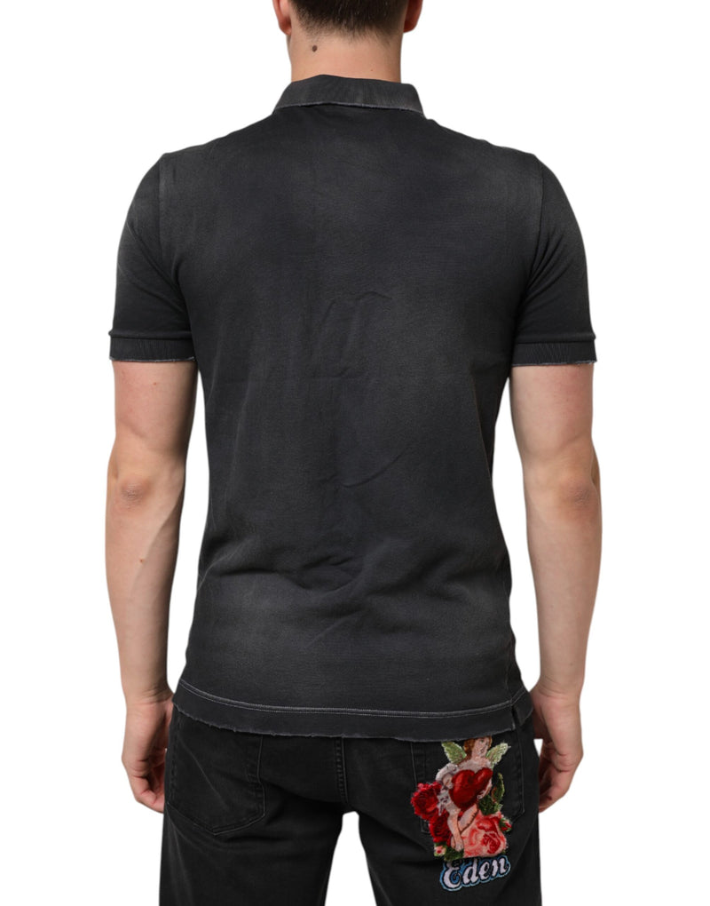 Dolce &amp; Gabbana Grijs Katoenen Polo T-shirt met Kraagje voor Heren