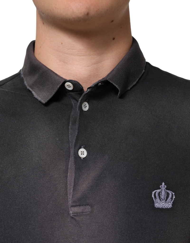 Dolce &amp; Gabbana Grijs Katoenen Polo T-shirt met Kraagje voor Heren