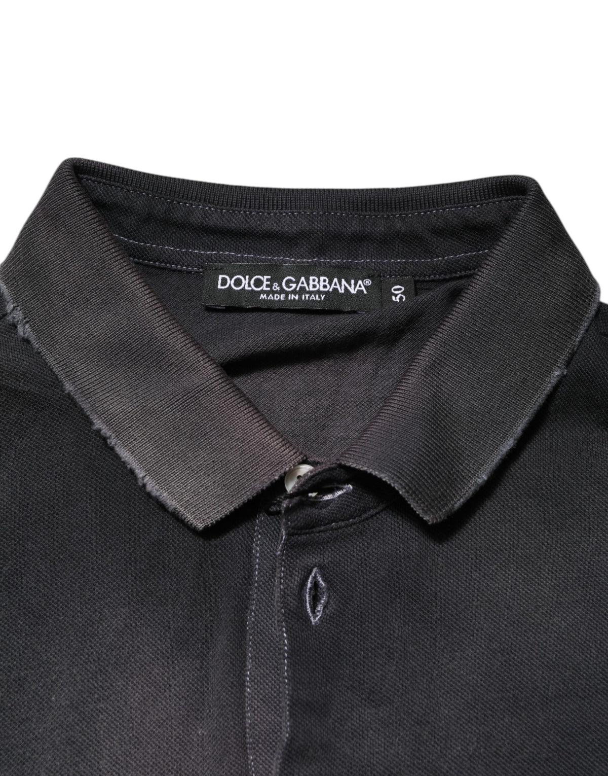 Polo homme en coton gris à col couronne de Dolce &amp; Gabbana