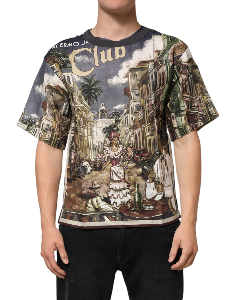Dolce &amp; Gabbana Palermo Jazz Club T-shirt van linnen met ronde hals voor heren