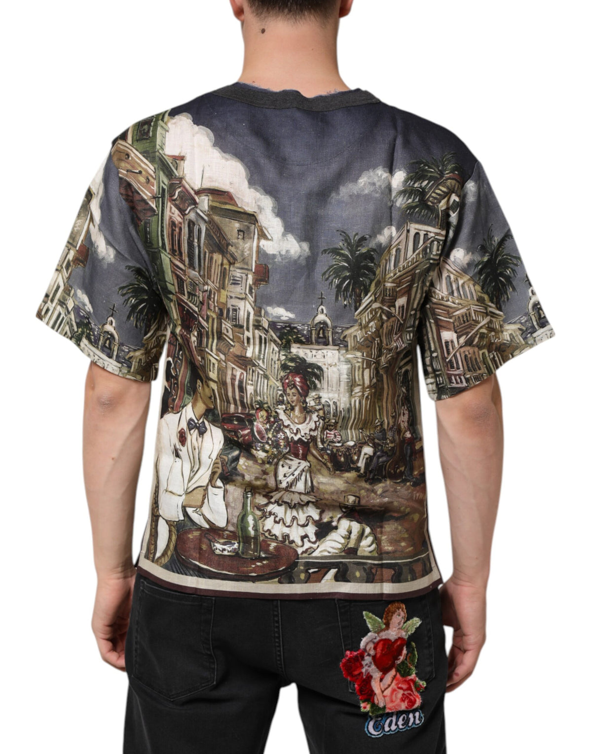 T-shirt homme en lin à col rond Dolce &amp; Gabbana Palermo Jazz Club