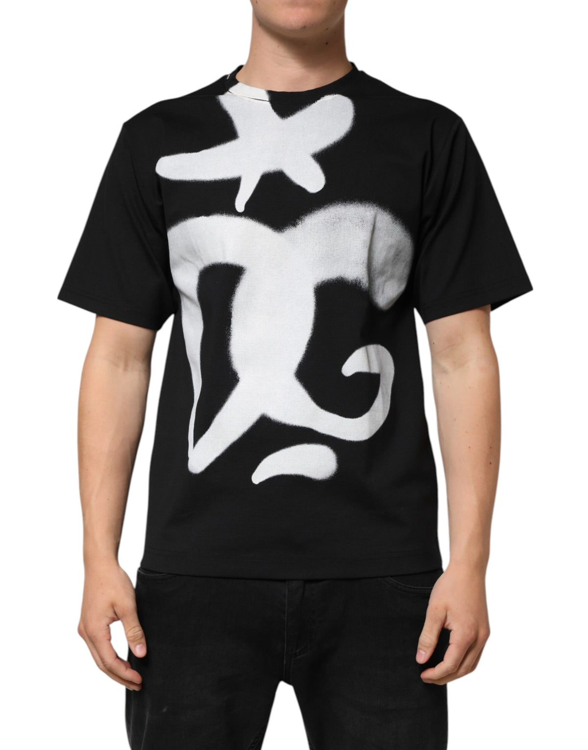 T-shirt à manches courtes en coton noir avec logo DG Graffiti de Dolce &amp; Gabbana