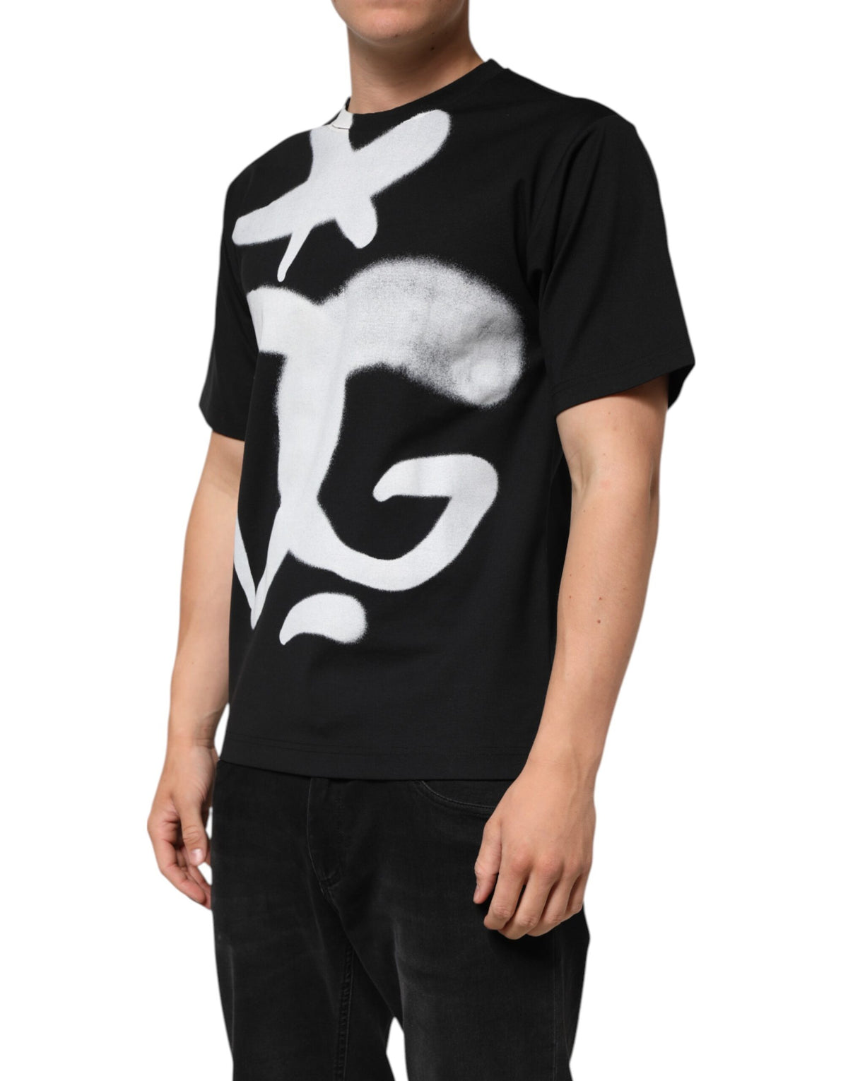 T-shirt à manches courtes en coton noir avec logo DG Graffiti de Dolce &amp; Gabbana