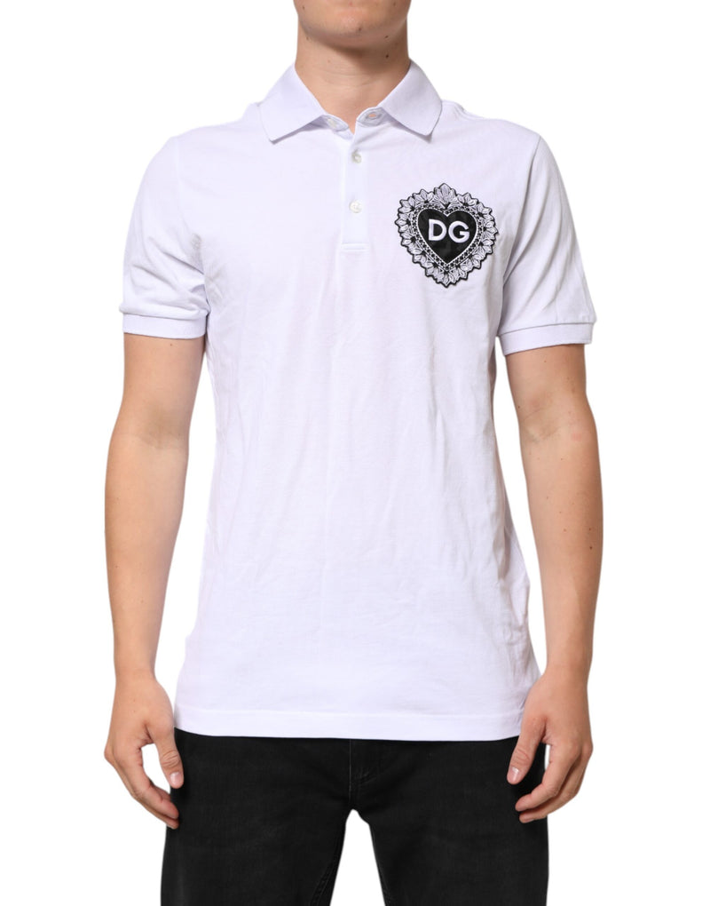 T-shirt en coton blanc brodé du logo DG Heart de Dolce &amp; Gabbana