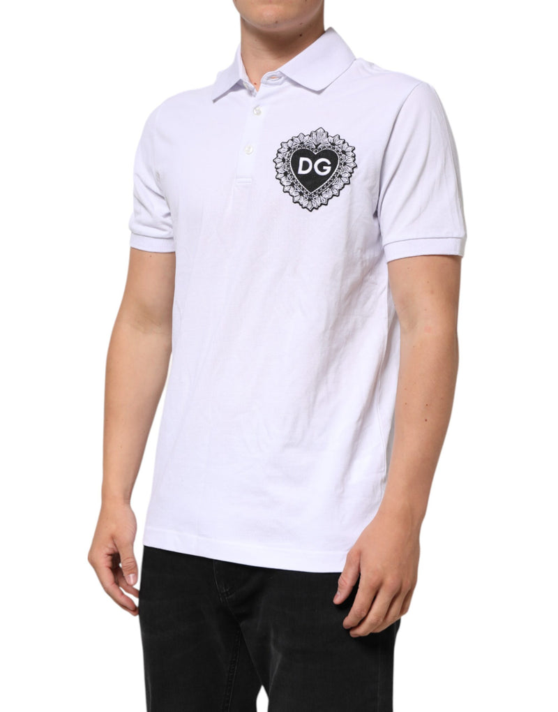 T-shirt en coton blanc brodé du logo DG Heart de Dolce &amp; Gabbana
