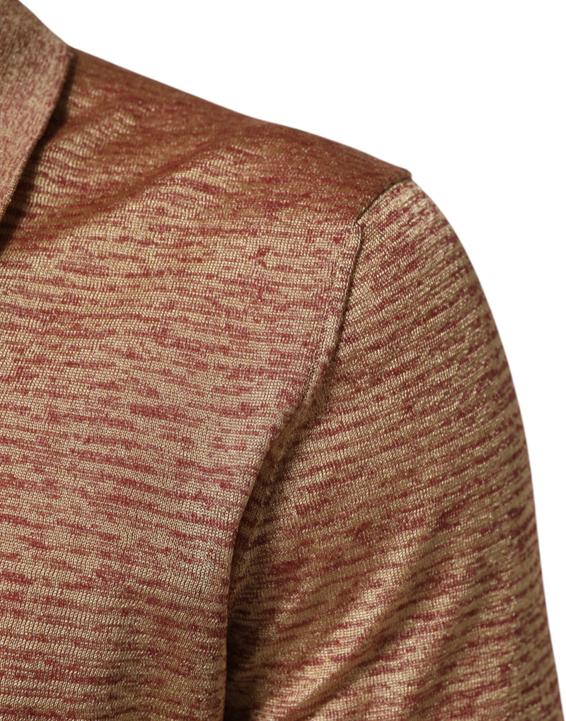 Dolce &amp; Gabbana bruin, gestructureerd, kortgezoomd polo-shirt van zijde