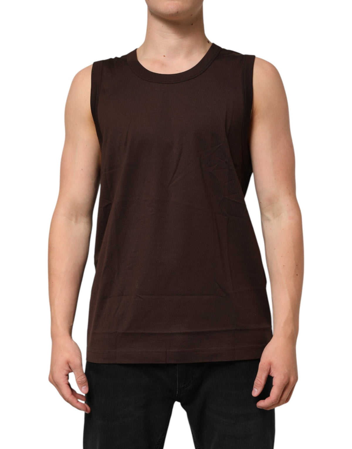Débardeur homme en coton brun sans manches Dolce &amp; Gabbana
