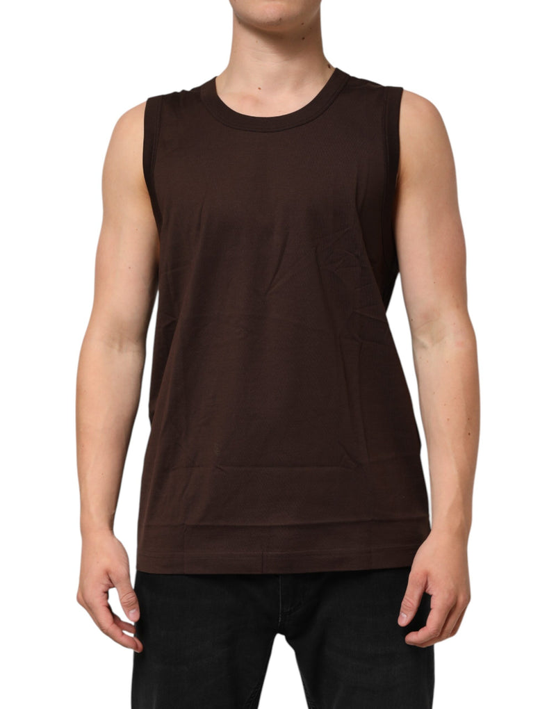 Débardeur homme en coton brun sans manches Dolce &amp; Gabbana