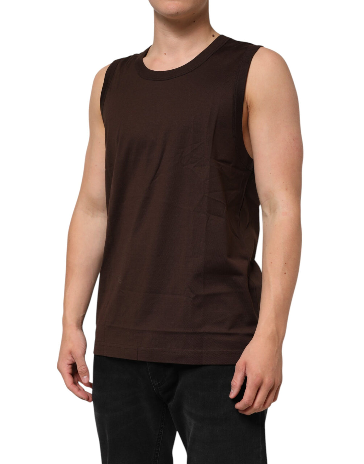 Débardeur homme en coton brun sans manches Dolce &amp; Gabbana