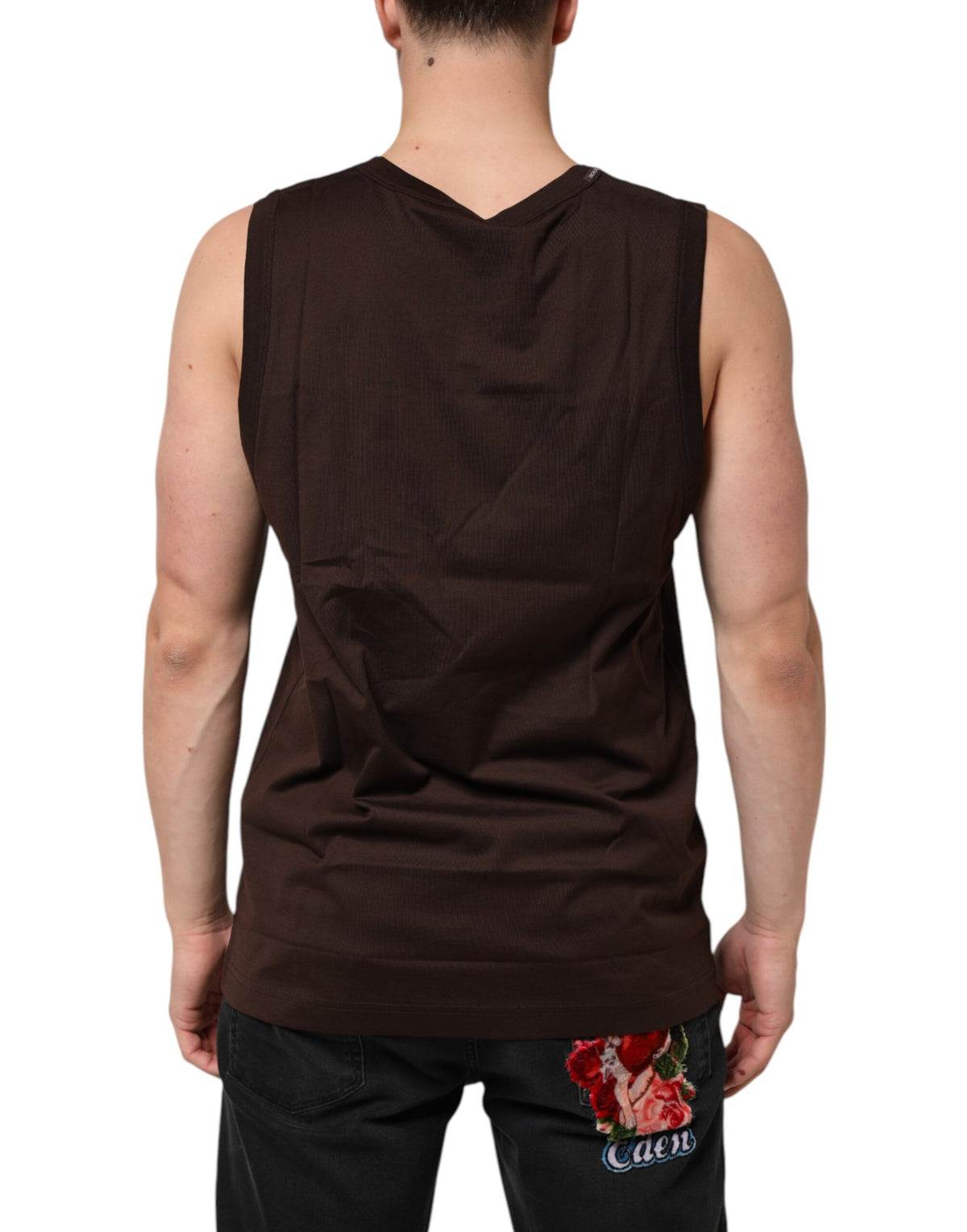 Débardeur homme en coton brun sans manches Dolce &amp; Gabbana