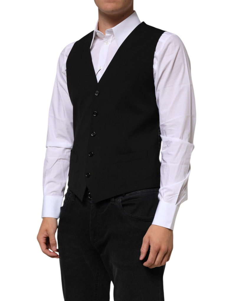 Dolce & Gabbana Black Wool Dress Waistcoat for Men