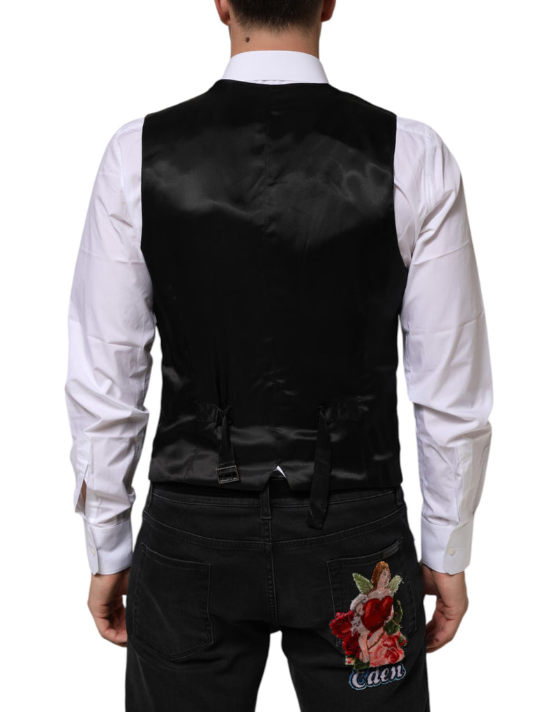 Dolce & Gabbana Black Wool Dress Waistcoat for Men