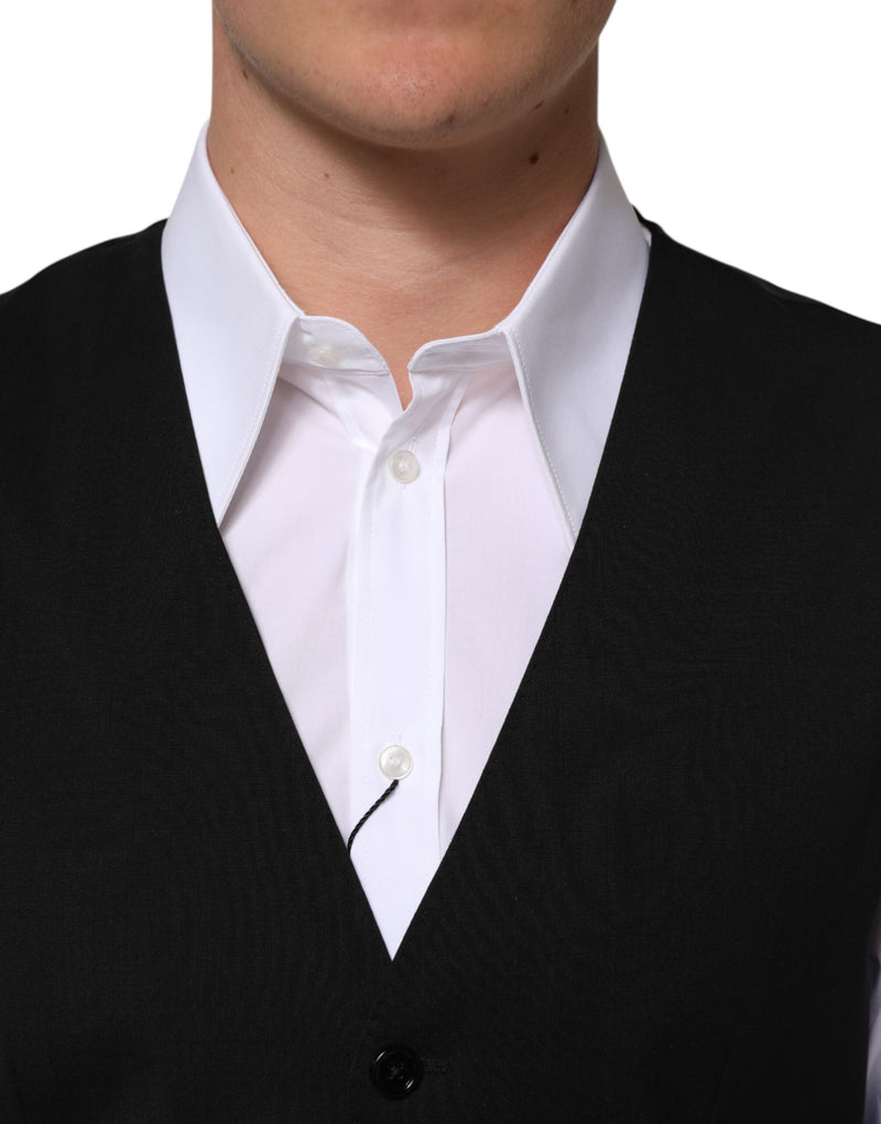 Dolce & Gabbana Black Wool Dress Waistcoat for Men