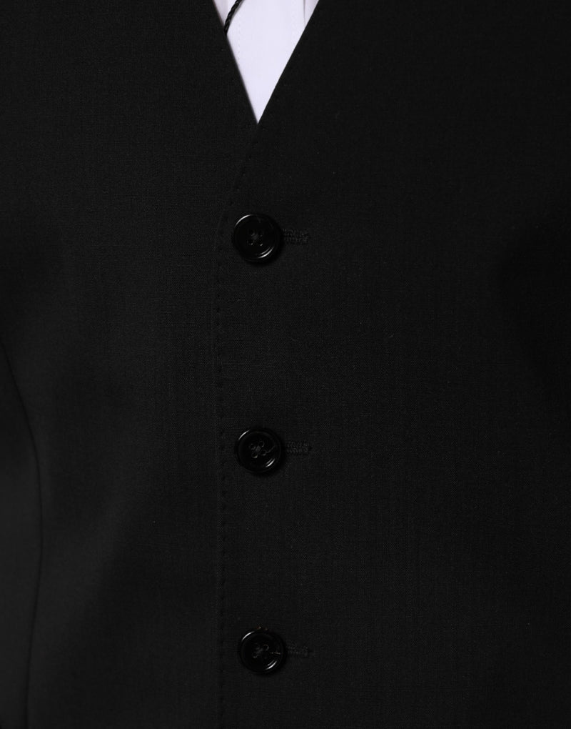 Dolce & Gabbana Black Wool Dress Waistcoat for Men