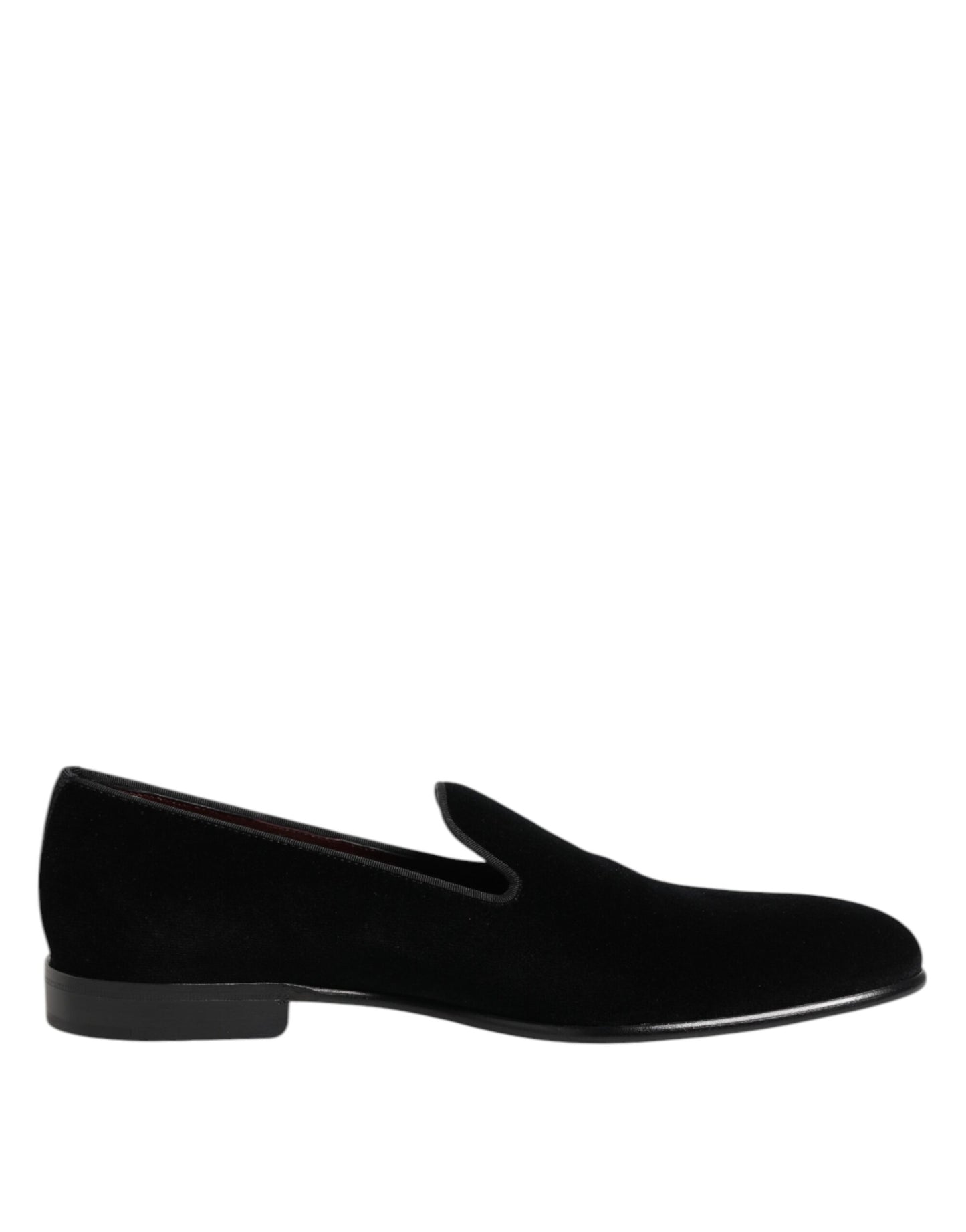 Dolce & Gabbana Black Velvet Slip On Men Loafers Formal Shoes