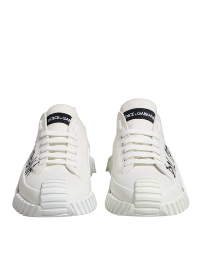 Dolce & Gabbana White Logo Graffiti Low Top Sneakers Shoes