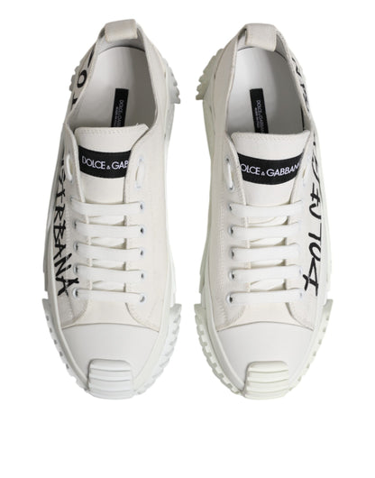 Dolce & Gabbana White Logo Graffiti Low Top Sneakers Shoes
