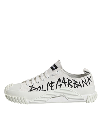 Dolce & Gabbana White Logo Graffiti Low Top Sneakers Shoes
