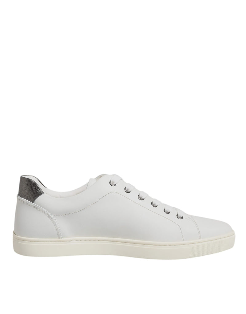 Dolce & Gabbana White Silver Sacred Heart Men Sneakers