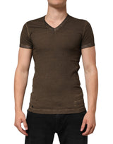 T-shirt homme en coton brun foncé à logo délavé Dolce &amp; Gabbana