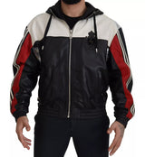 Blouson en cuir noir à capuche de Dolce & Gabbana
