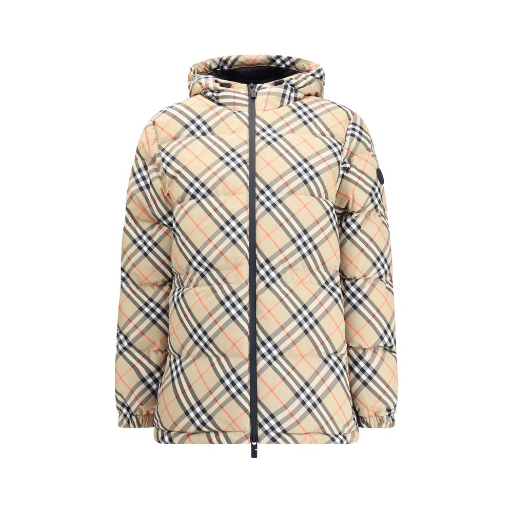 Burberry donsjas met capuchon en kenmerkend dessin