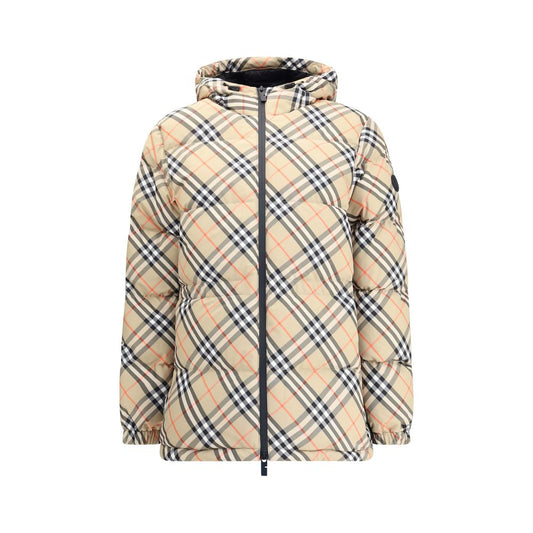 Burberry donsjas met capuchon en kenmerkend dessin