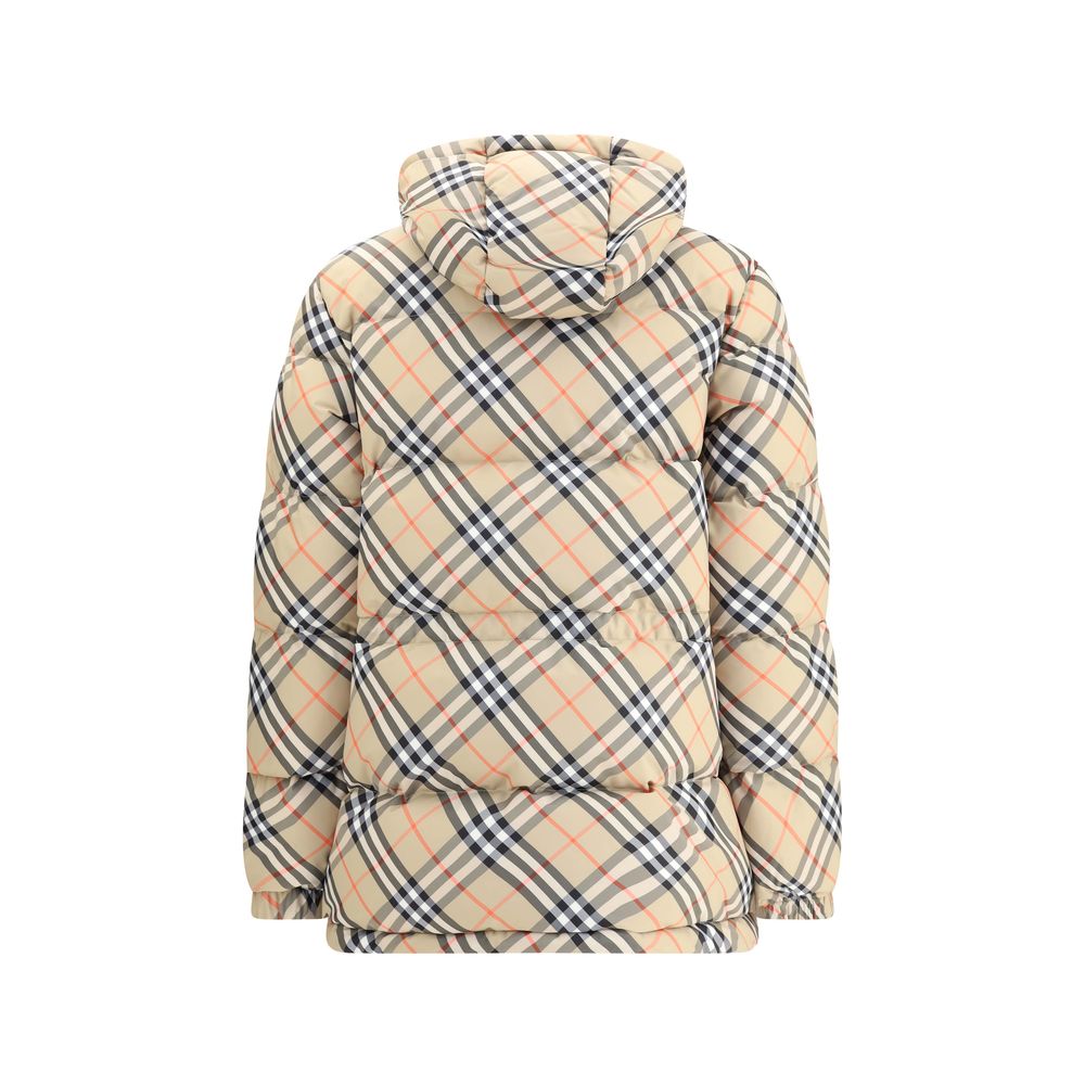 Burberry donsjas met capuchon en kenmerkend dessin