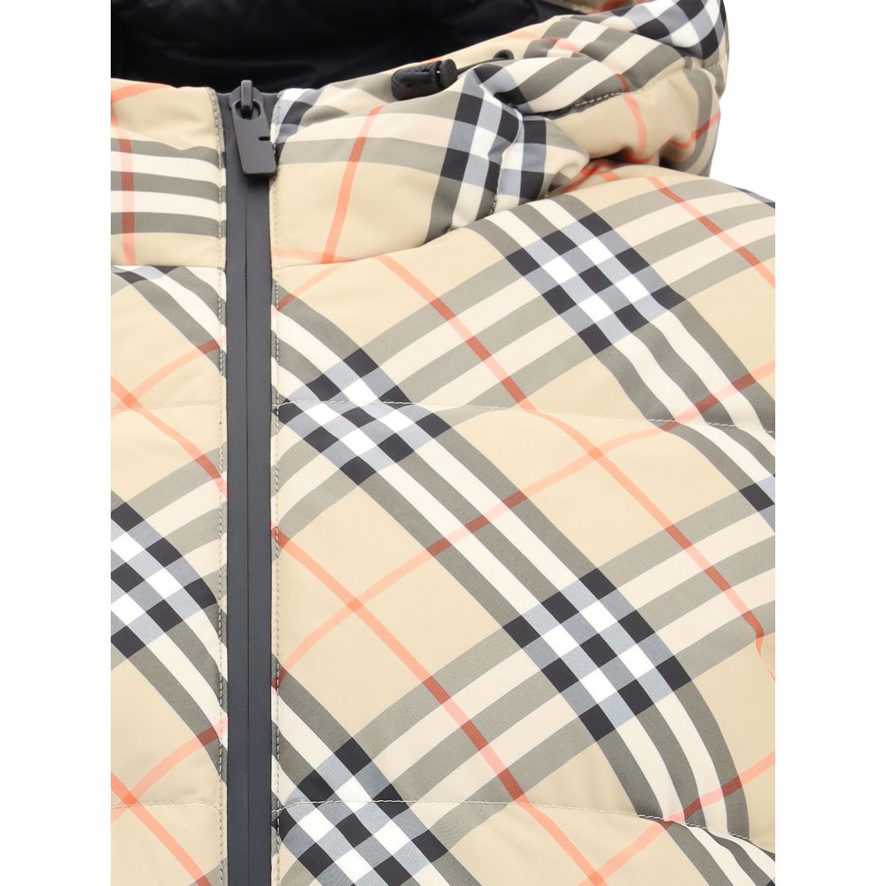 Burberry donsjas met capuchon en kenmerkend dessin