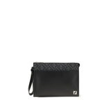 Pochette en cuir et toile Fendi FF